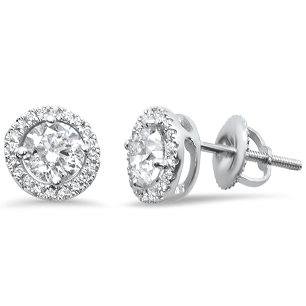 ''SPECIAL! 1.17ct 2 Round 1.01ct 14K White Gold Diamond Halo Stud EARRINGS''
