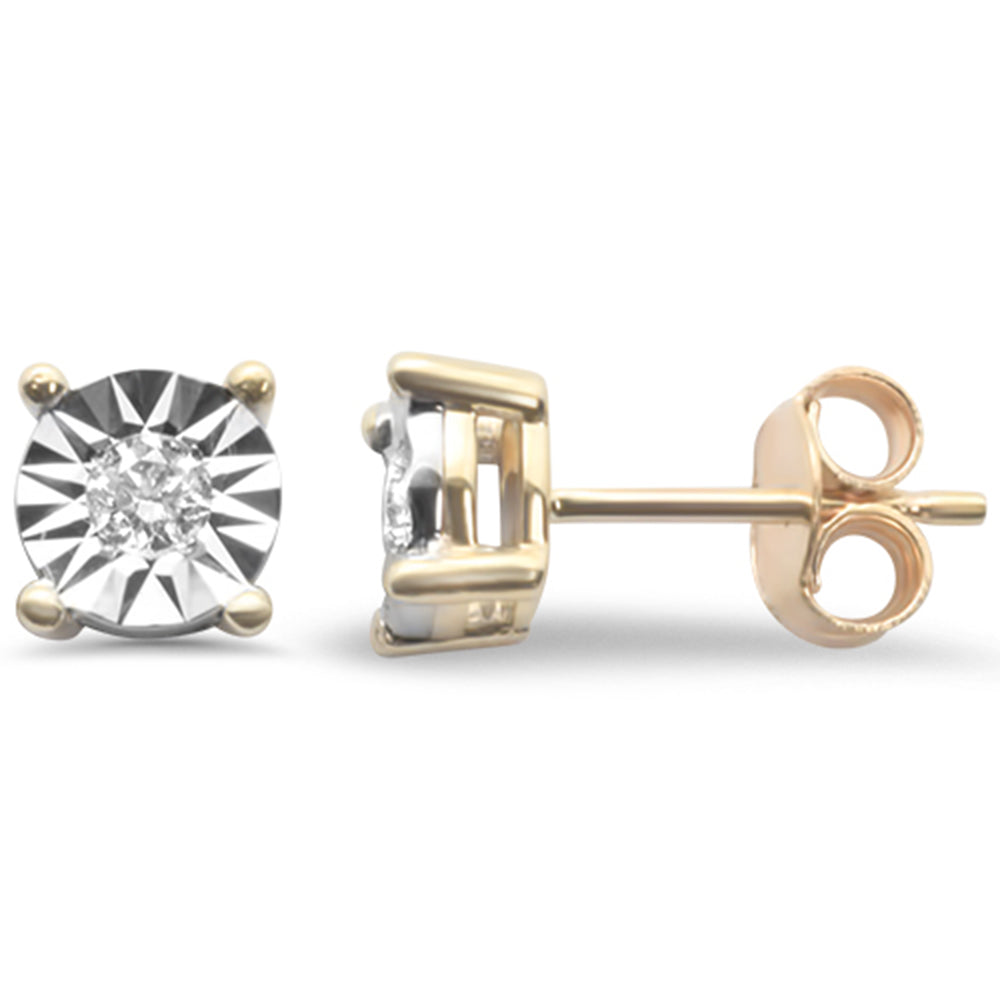 ''SPECIAL! .22ct G SI 14K Yellow Gold Round DIAMOND Miracle Illusion Stud Earrings''