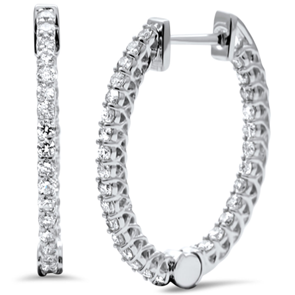 ''SPECIAL! .99ct G SI 14K White GOLD Diamond Fashion Hoop Earrings''