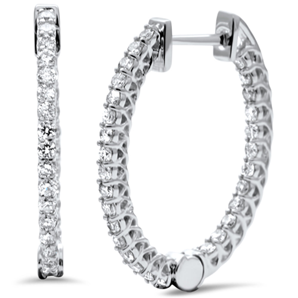 ''SPECIAL! .99ct G SI 14K White Gold DIAMOND Fashion Hoop Earrings''