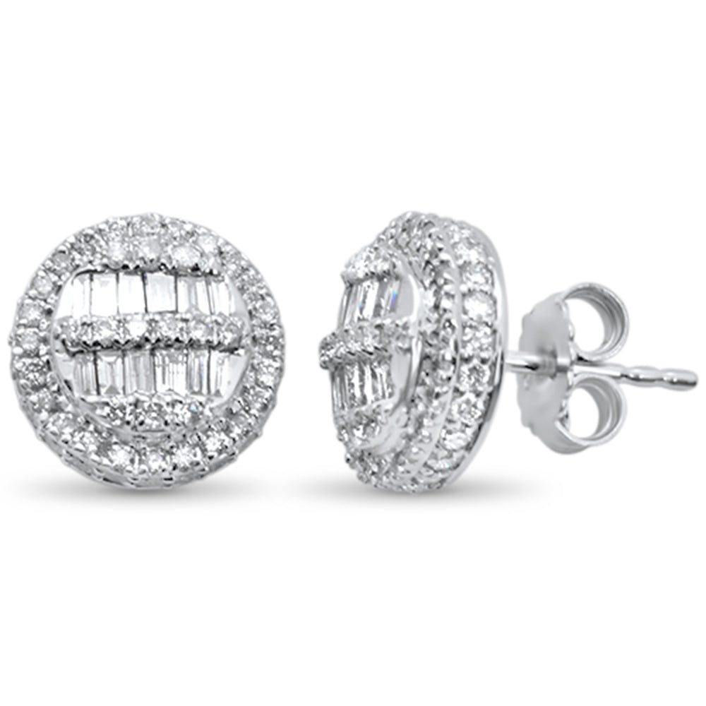 ''SPECIAL!1.01ct G SI 10K White GOLD Baguette & Round Diamond Earrings''
