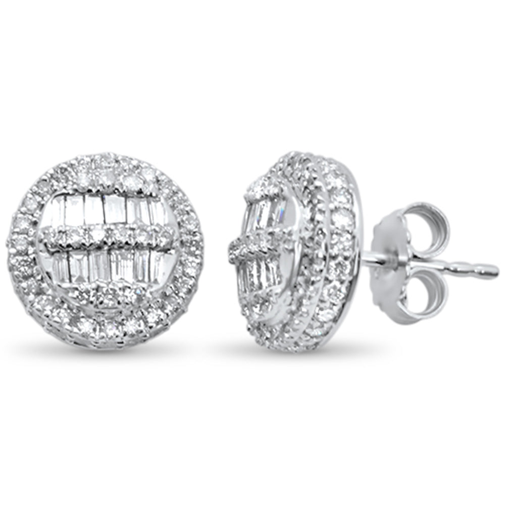 ''SPECIAL!1.01ct G SI 10K White Gold Baguette & Round Diamond EARRINGS''