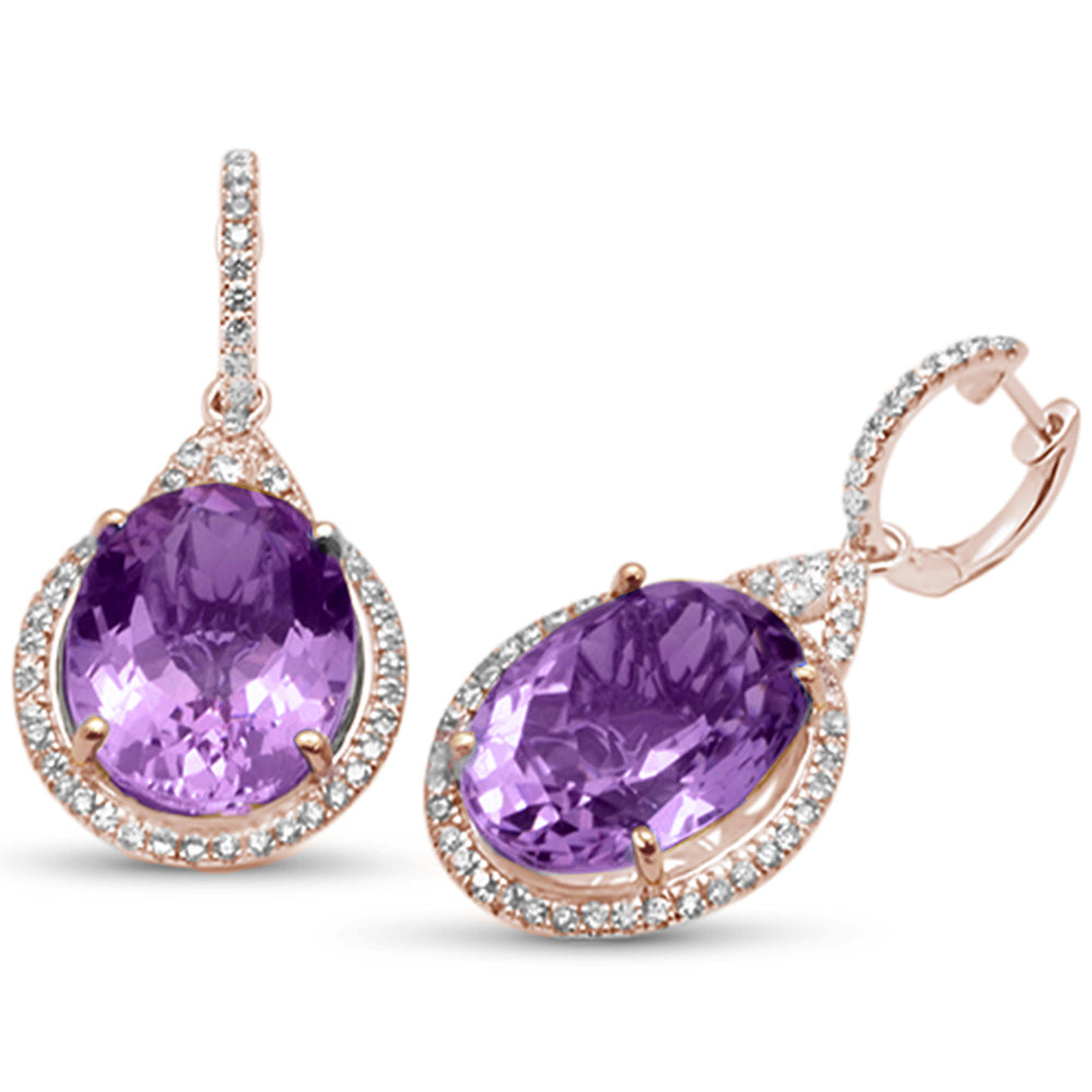 ''SPECIAL! 23.96ct G SI 14K Rose Gold AMETHYST Diamond Drop Earrings''