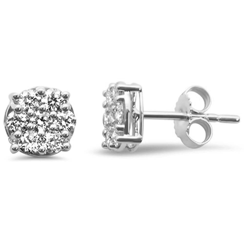 .33ct G SI 14K White Gold Diamond FLOWER Stud Earrings