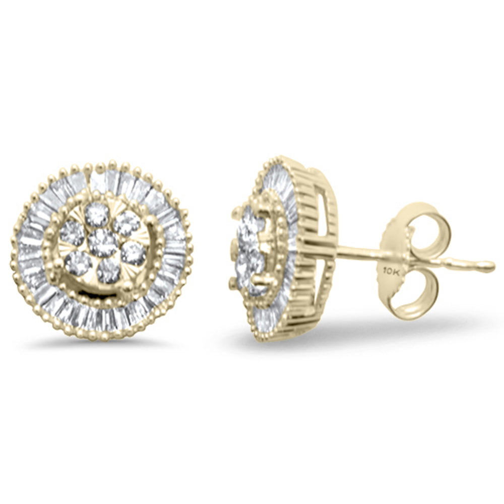 ''SPECIAL! .50ct G SI 10K Yellow GOLD Baguette & Round Diamond Earrings''