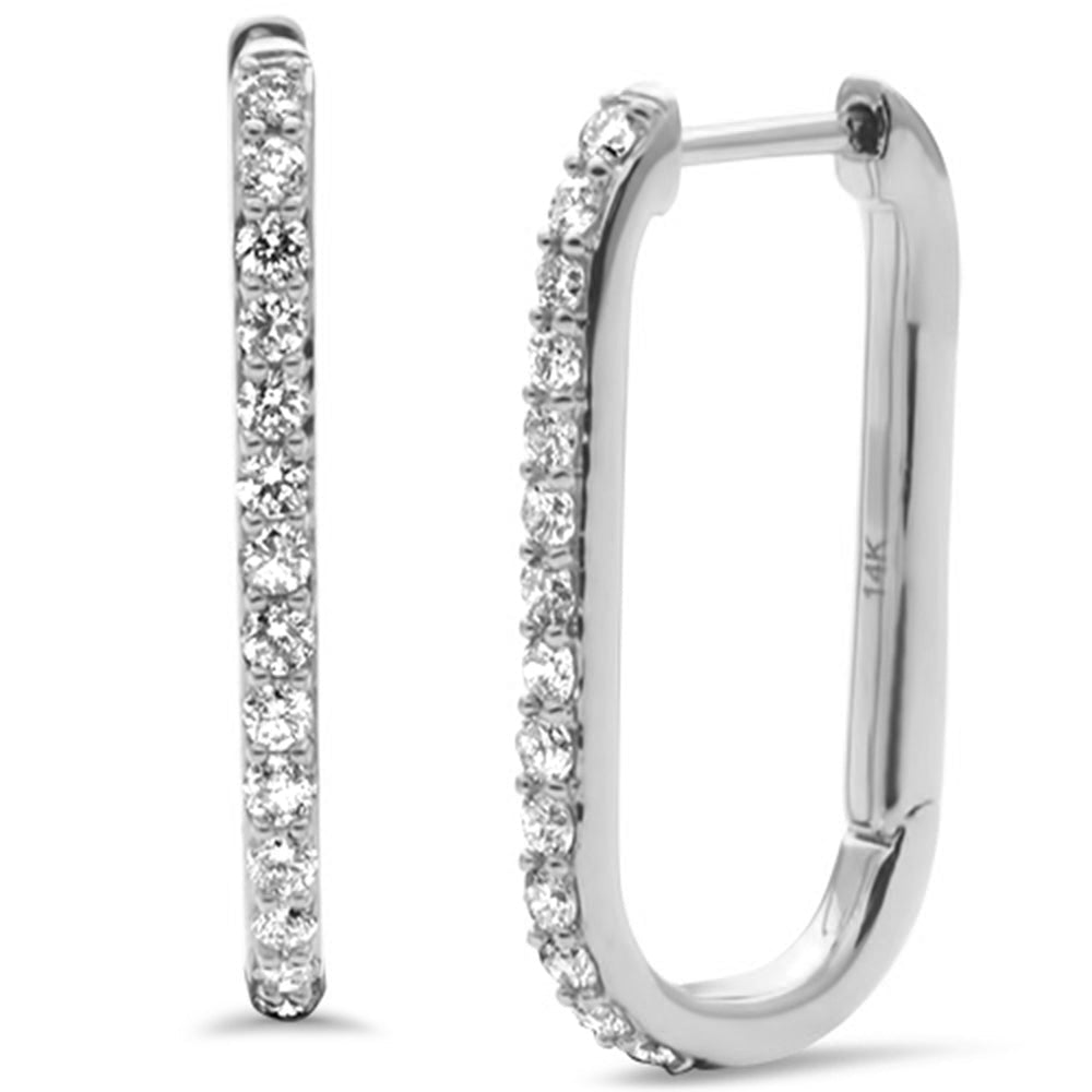 ''SPECIAL! .49ct G SI 14K White GOLD Diamond Elongated Hoop Earrings''