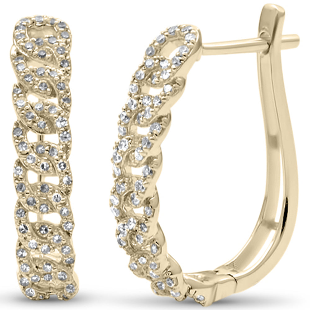 ''SPECIAL! .49ct G SI 14KT Yellow Gold DIAMOND Hoop Cuban Link Earrings''