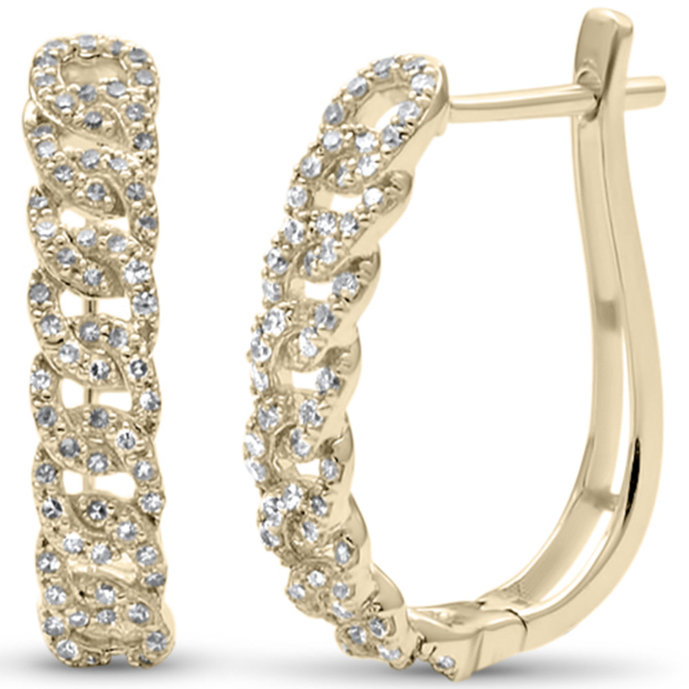 ''SPECIAL! .49ct G SI 14KT Yellow GOLD Diamond Hoop Cuban Link Earrings''