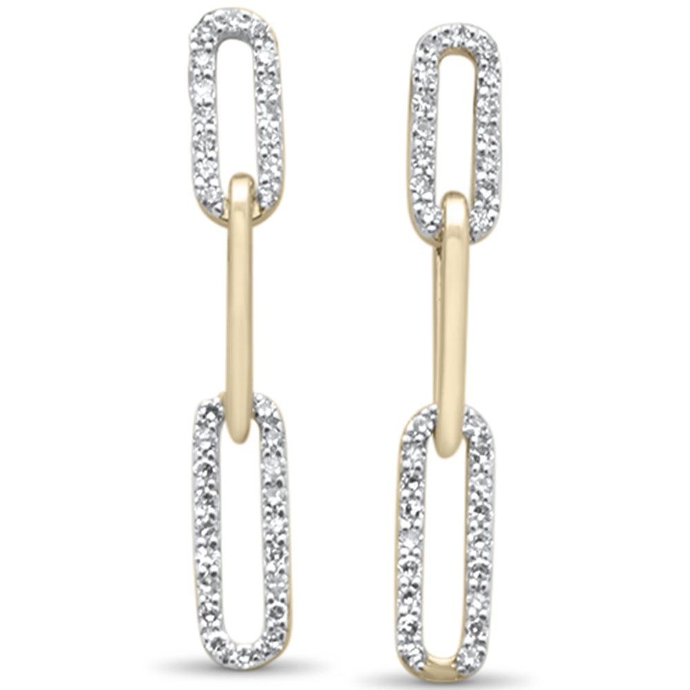 ''SPECIAL! .29ct G SI 14KT Yellow GOLD Diamond Paper Clip Style Dangling Earrings''