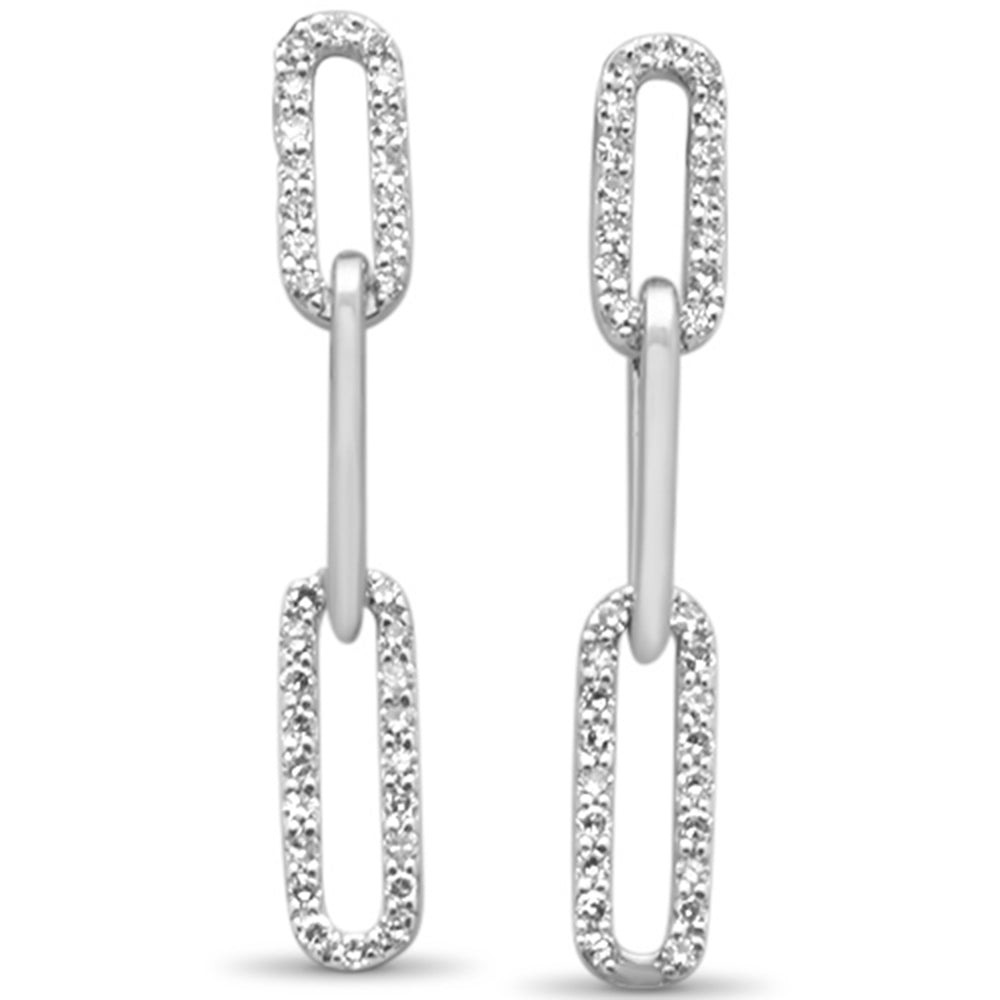 ''SPECIAL! .28ct G SI 14KT White GOLD Diamond Paper Clip Style Dangling Earrings''
