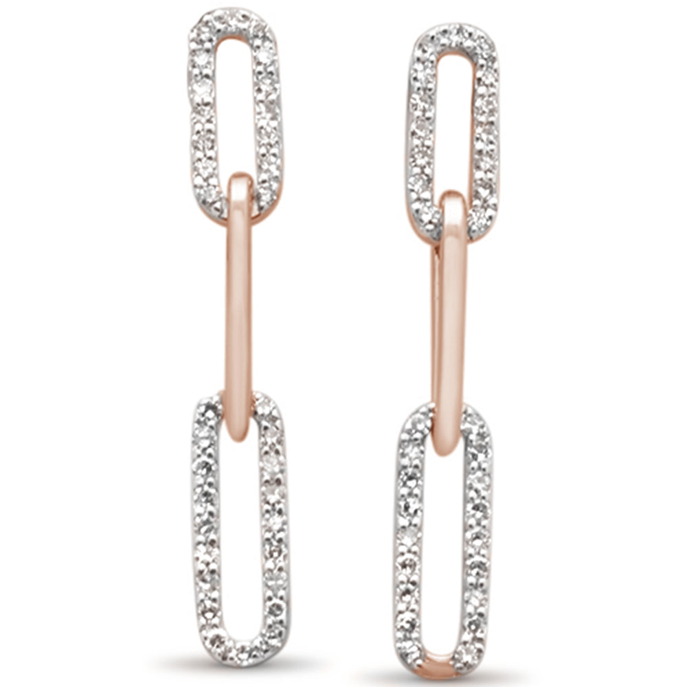 ''SPECIAL! .29ct G SI 14K Rose Gold DIAMOND Paper Clip Style Dangling Earrings''