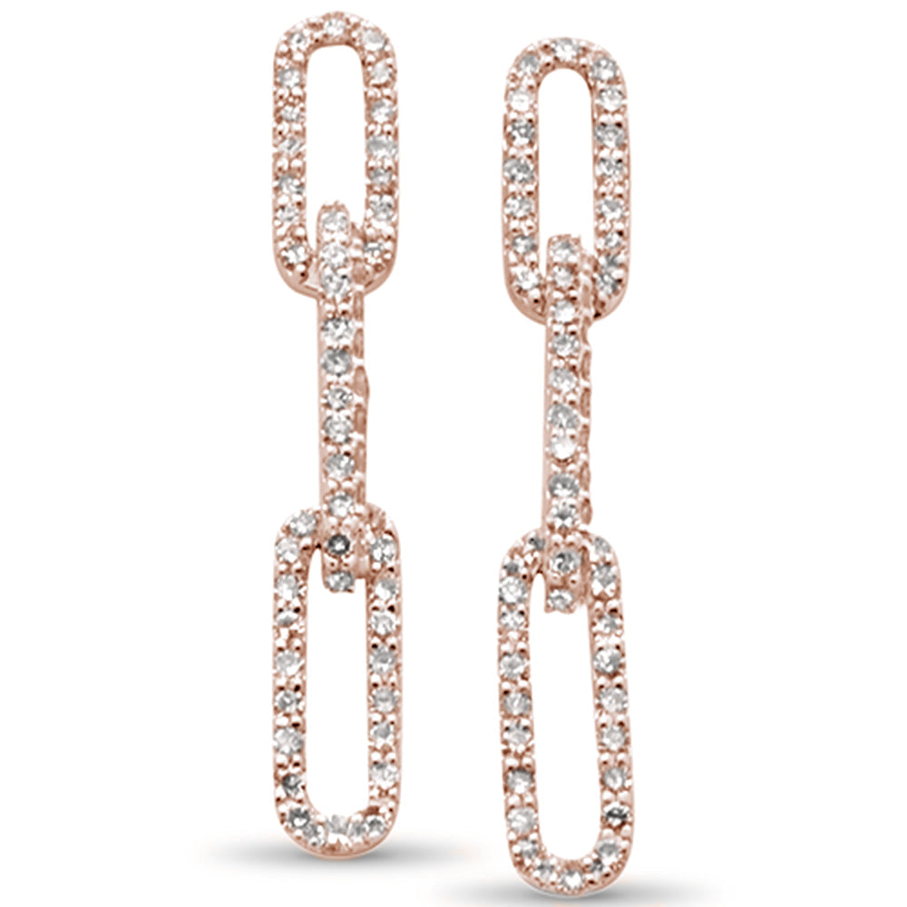 ''SPECIAL! .51ct G SI 14K Rose GOLD  Diamond Paper Clip Style Dangling Earrings''