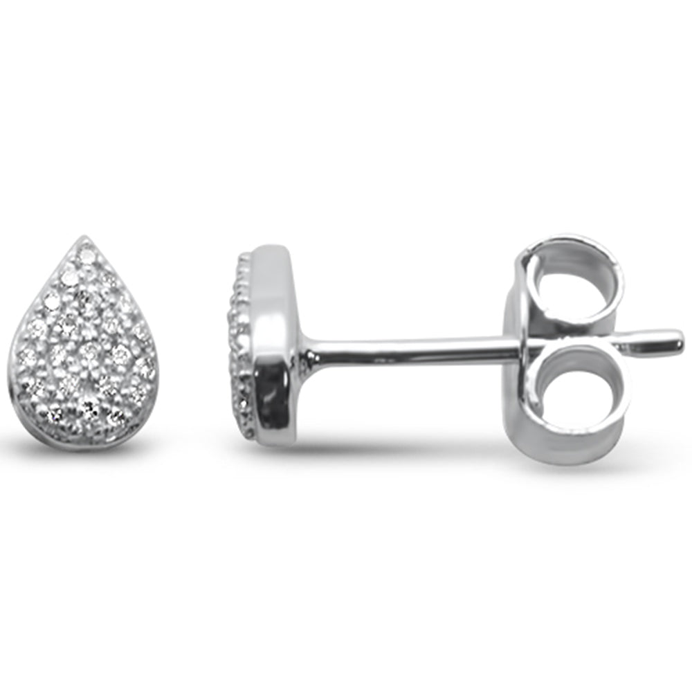 ''SPECIAL! .08ct G SI 14K White Gold DIAMOND Pear Shaped Trendy Stud Earrings''