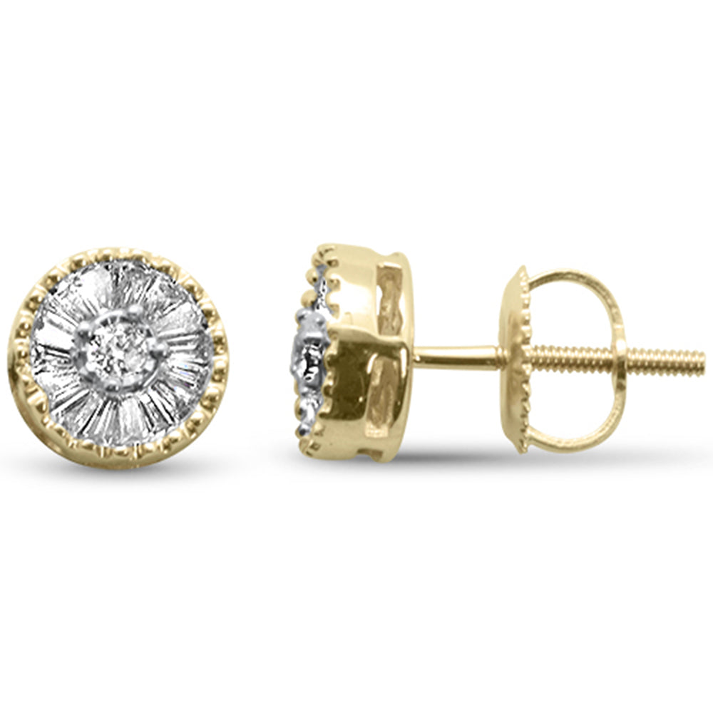 ''SPECIAL! .26ct G SI 14K Yellow Gold Diamond Round & Baguette Micro Pave EARRINGS''