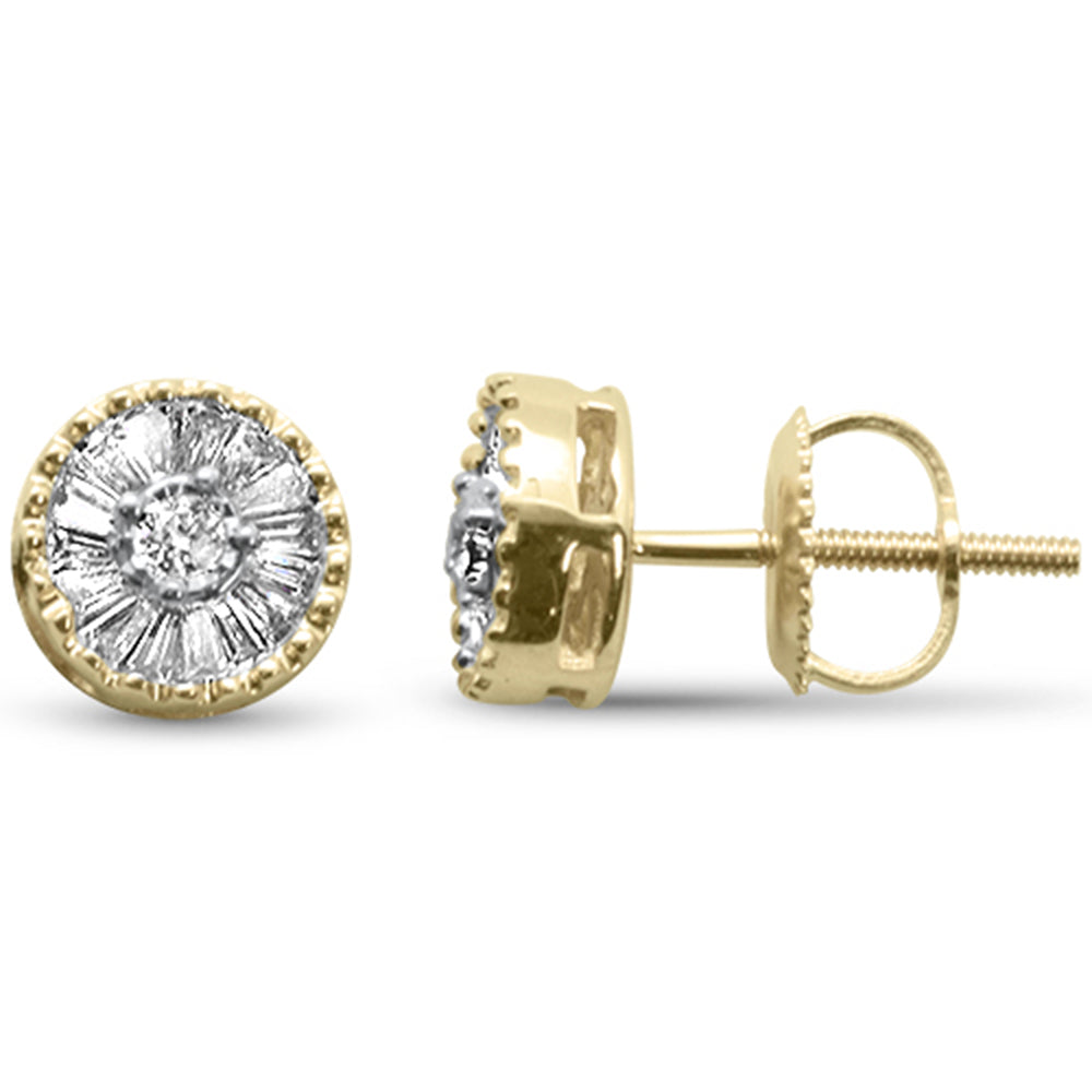 ''SPECIAL! .26ct G SI 14K Yellow Gold DIAMOND Round & Baguette Micro Pave Earrings''