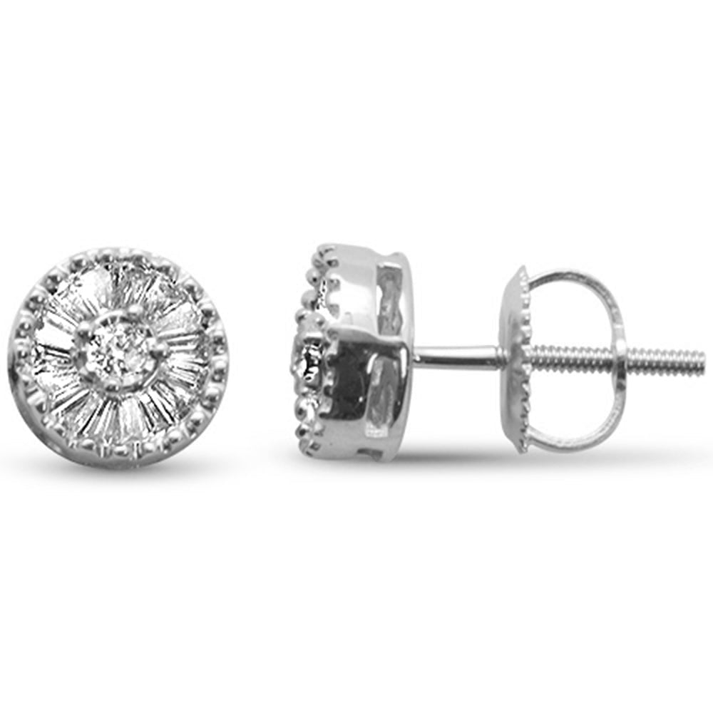 ''SPECIAL! .25ct G SI 14K White Gold Diamond Round & Baguette Micro Pave EARRINGS''