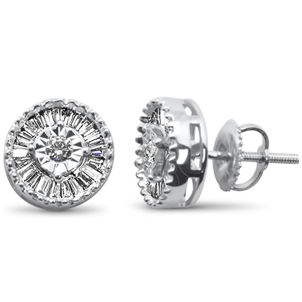 ''SPECIAL! .51ct G SI 14K White GOLD Baguette & Round Diamond Earrings''