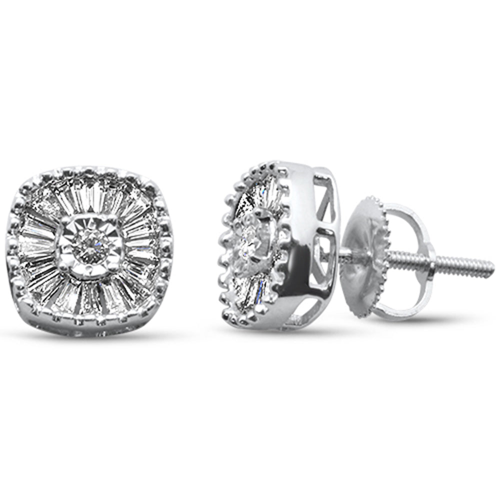 ''SPECIAL! .47ct G SI 10K White GOLD Diamond Round & Baguette Earrings''