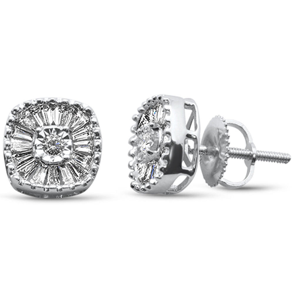 ''SPECIAL! .47ct G SI 10K White Gold DIAMOND Round & Baguette Earrings''