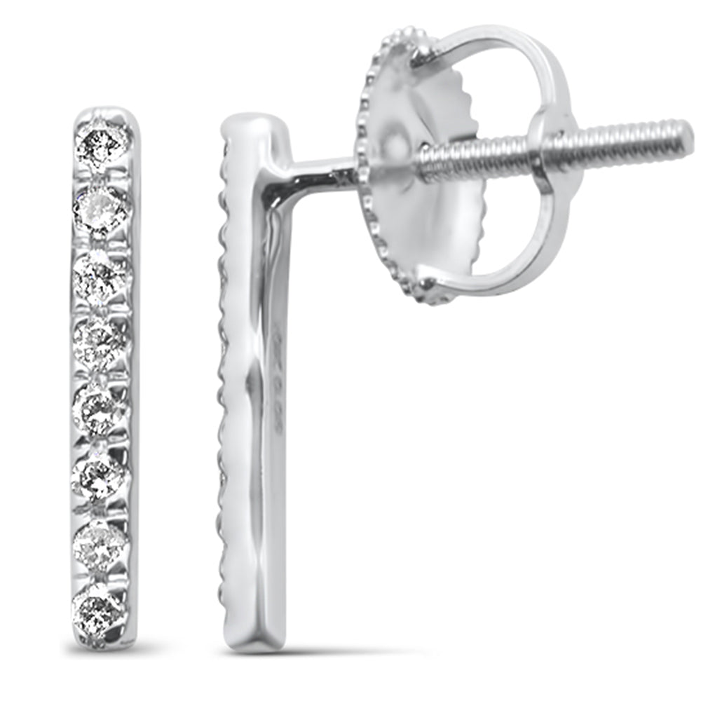 .12ct G SI 10K White GOLD Diamond Fashion Trendy Line Earrings