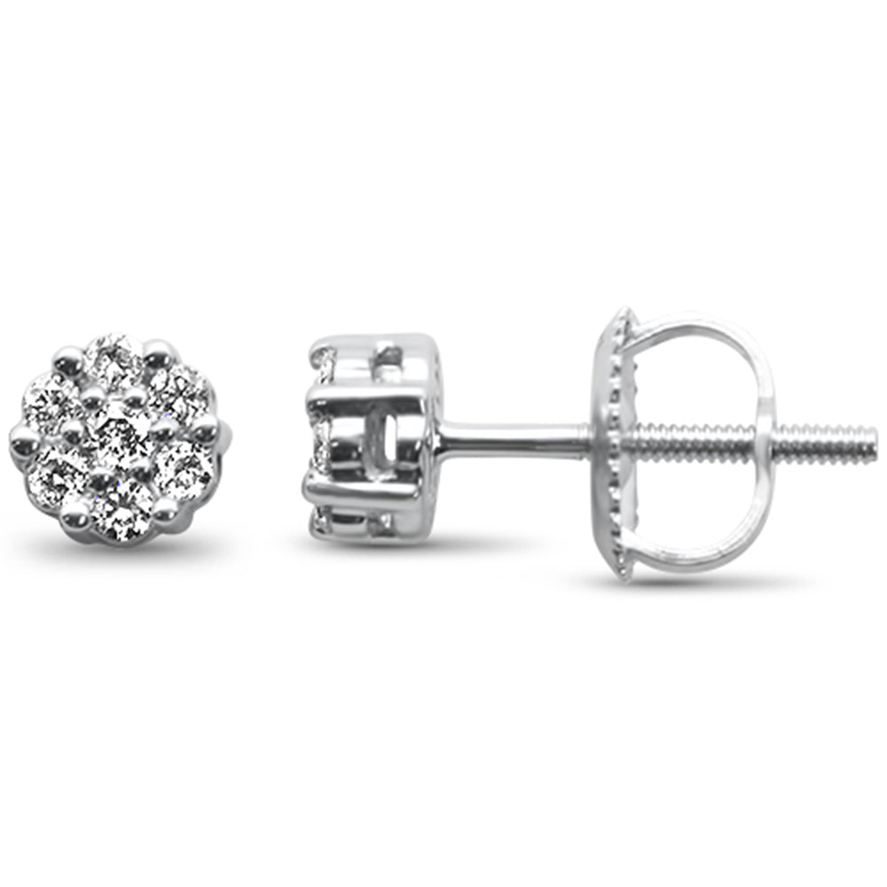 .15ct G SI 10K White Gold Diamond Cluster STUD EARRINGS