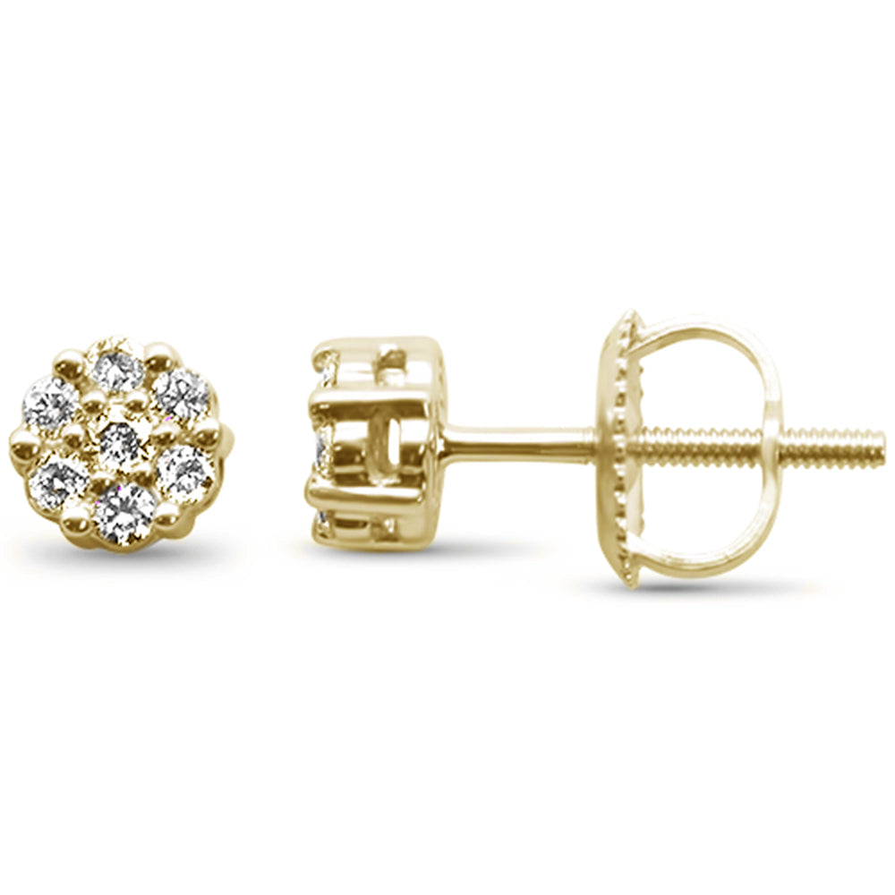 .15ct G SI 10K Yellow Gold DIAMOND Cluster Stud Earrings