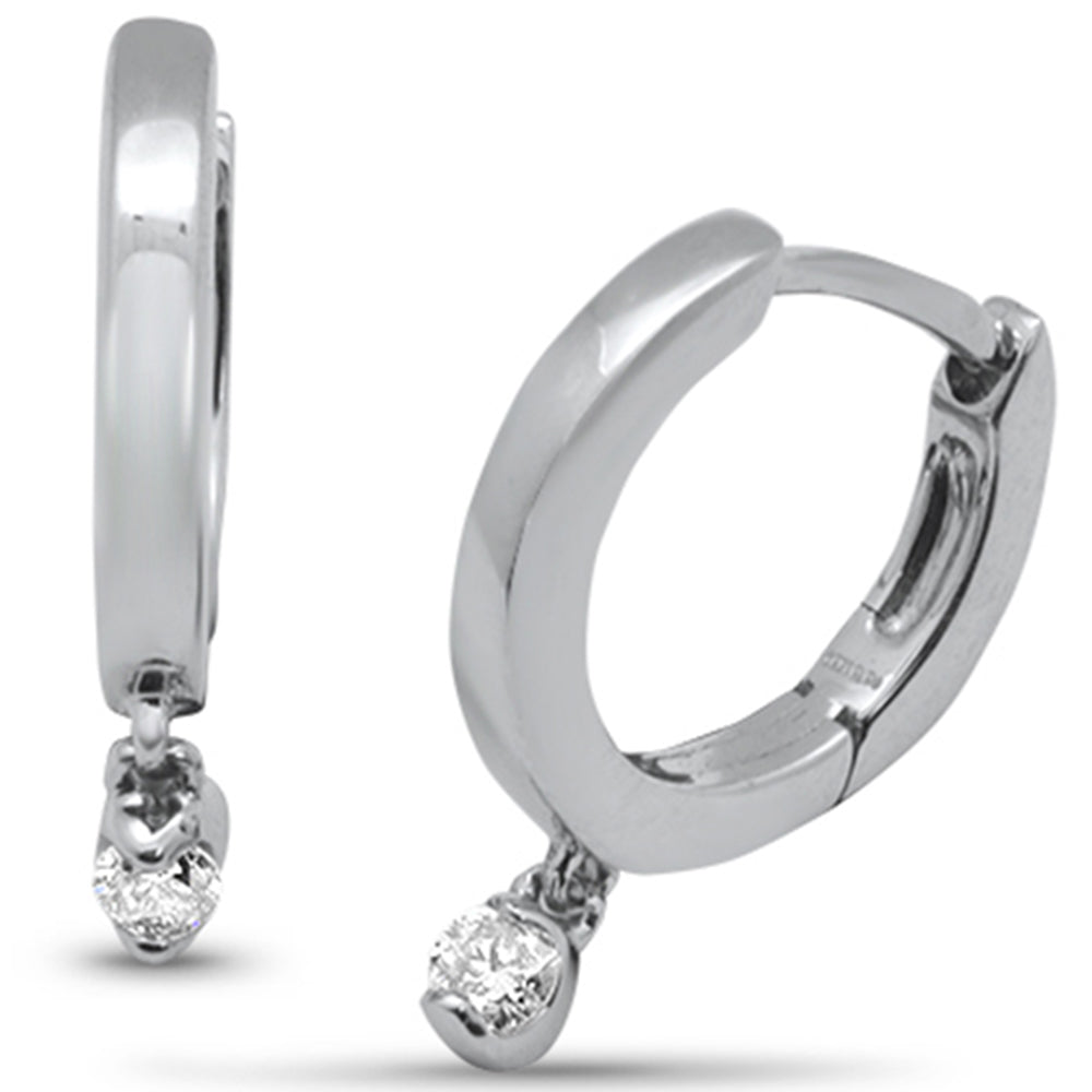 ''SPECIAL! .08ct G SI 10K White Gold DIAMOND Dangling Hoop Earrings''