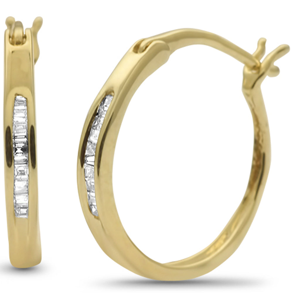 .09ct G SI 10K Yellow Gold Diamond Hoop EARRINGS