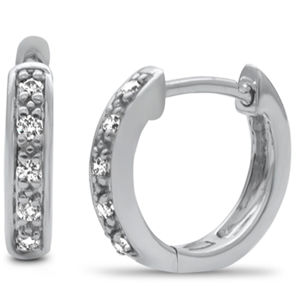 ''SPECIAL! .11ct G SI 10K White Gold DIAMOND Hoop Earrings''