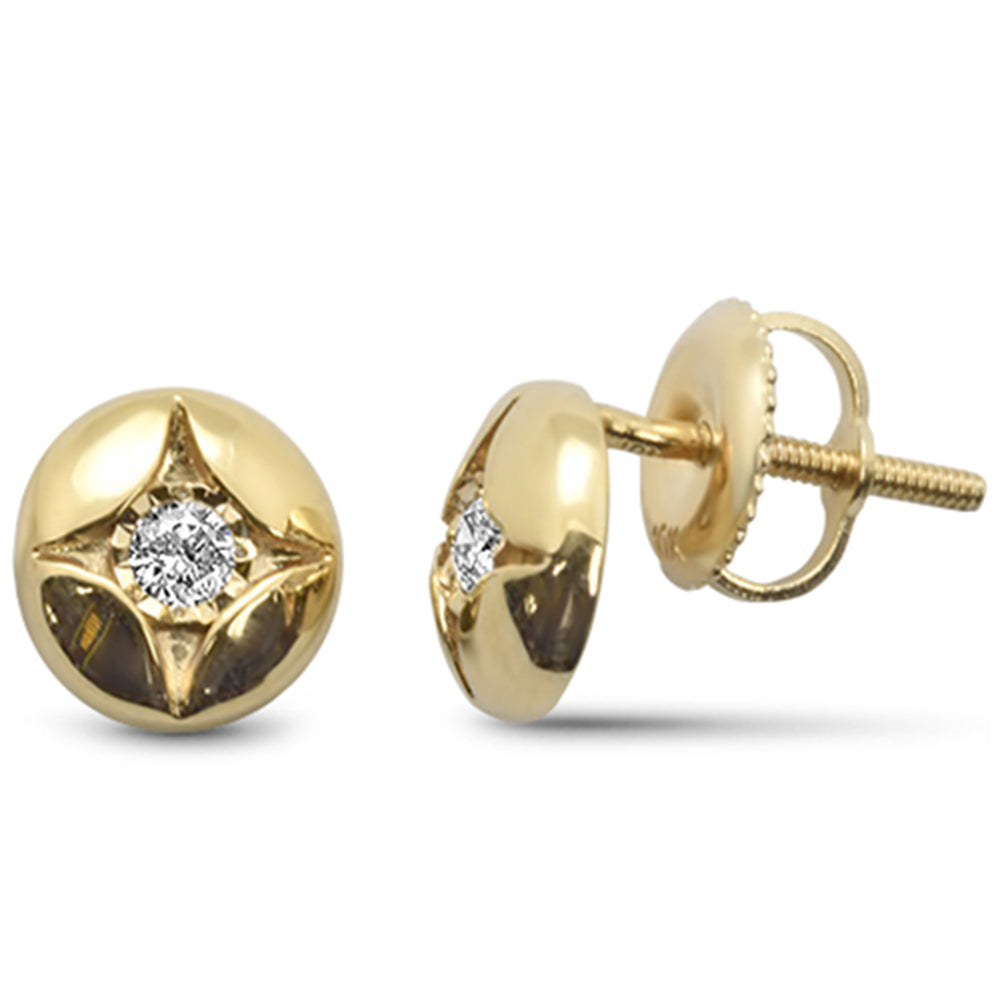 .10ct G SI 10K Yellow GOLD Diamond Round Stud Earrings