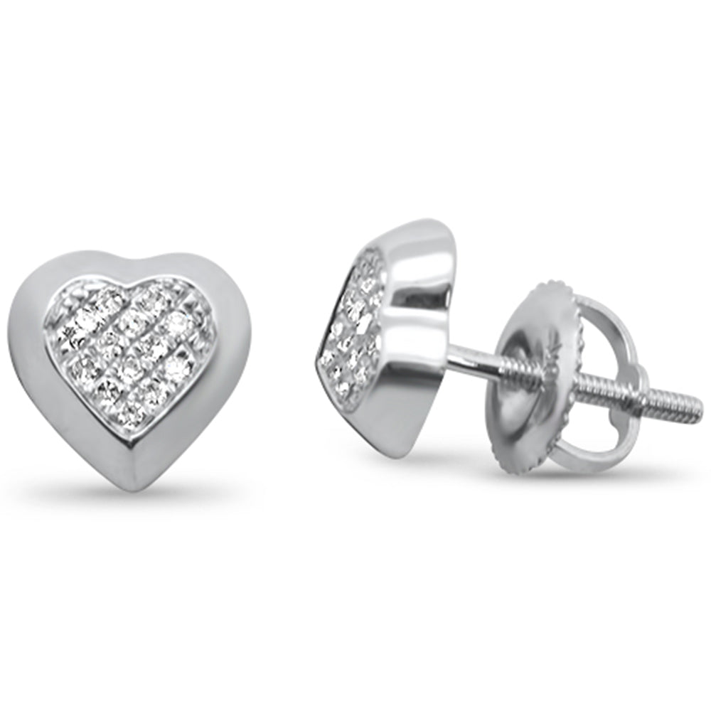 .08ct G SI 10K White Gold Diamond Heart Shaped Fashion EARRINGS