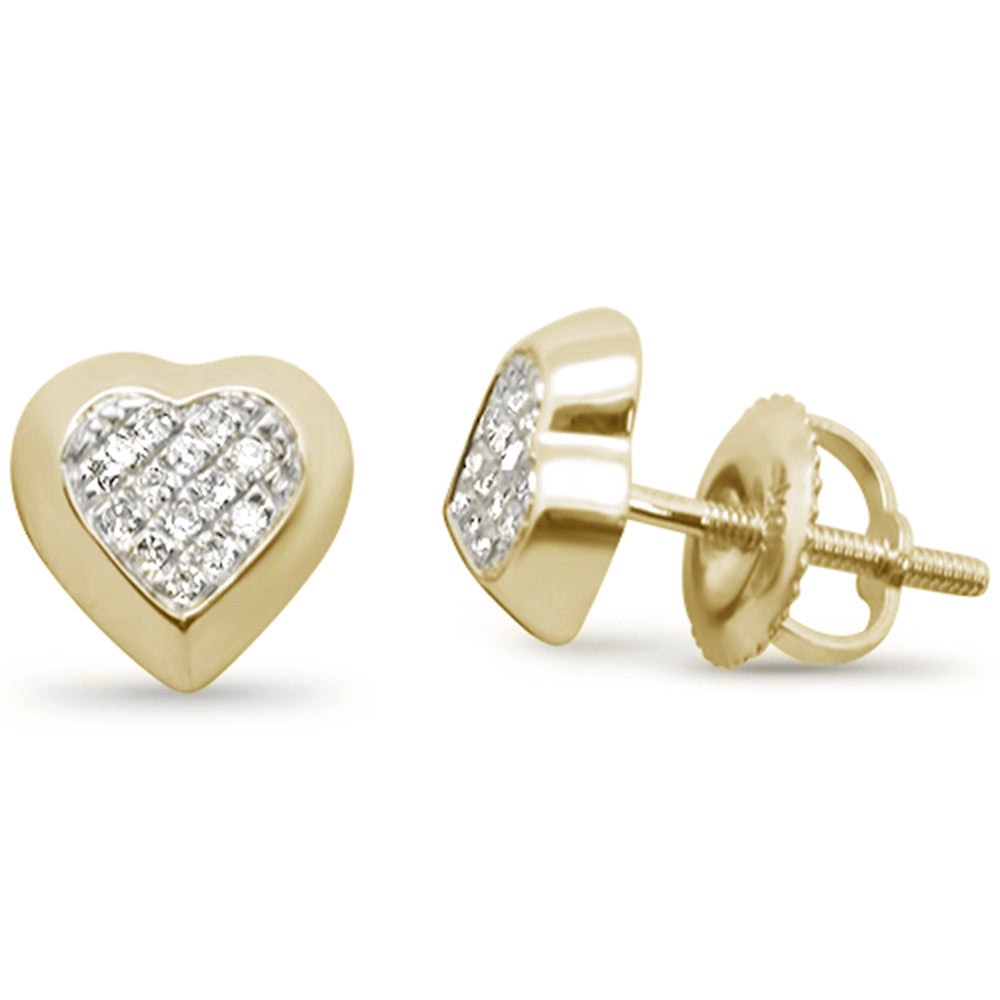 .09ct G SI 10K Yellow Gold Diamond Heart Shaped Fashion EARRINGS