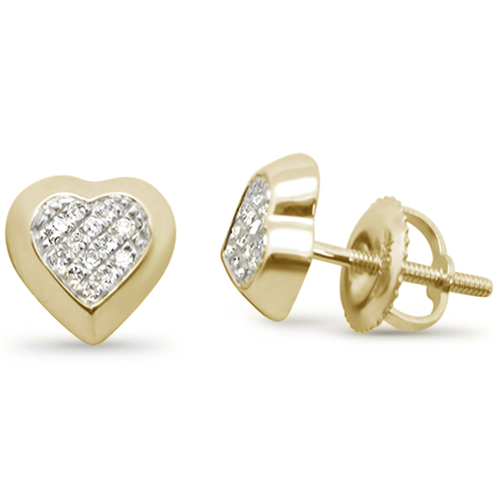 .09ct G SI 10K Yellow GOLD Diamond Heart Shaped Fashion Earrings