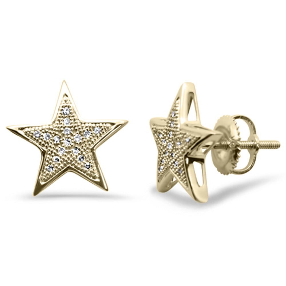 ''SPECIAL!  .12ct G SI 10K Yellow Gold Diamond Star Shaped Fashion EARRINGS''