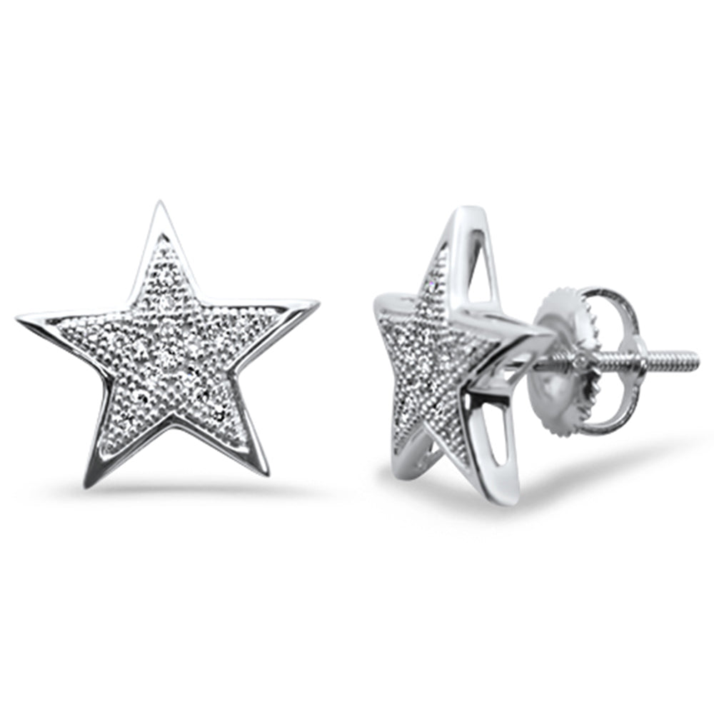 ''SPECIAL!  .12ct G SI 10K White Gold DIAMOND Star Shaped Fashion Earrings''