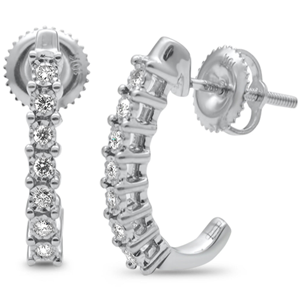 ''SPECIAL! .15ct G SI 10K White GOLD Diamond J Hoop Earrings''