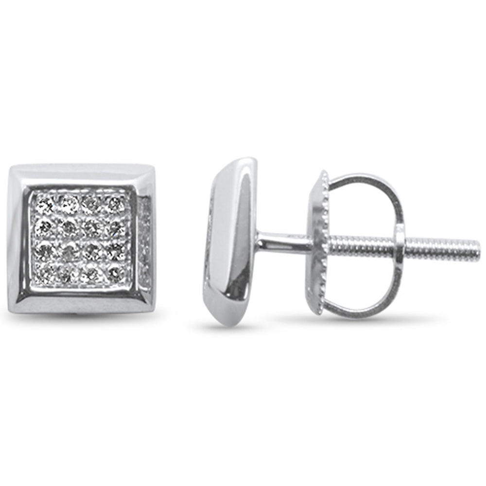 ''SPECIAL! .12ct G SI 10K White Gold Diamond Square Fashion EARRINGS''