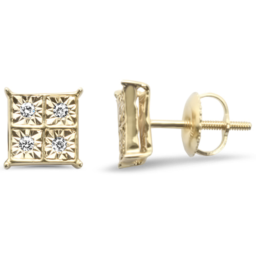 ''SPECIAL! .10ct G SI 10K Yellow GOLD Diamond Square Fashion Earrings''