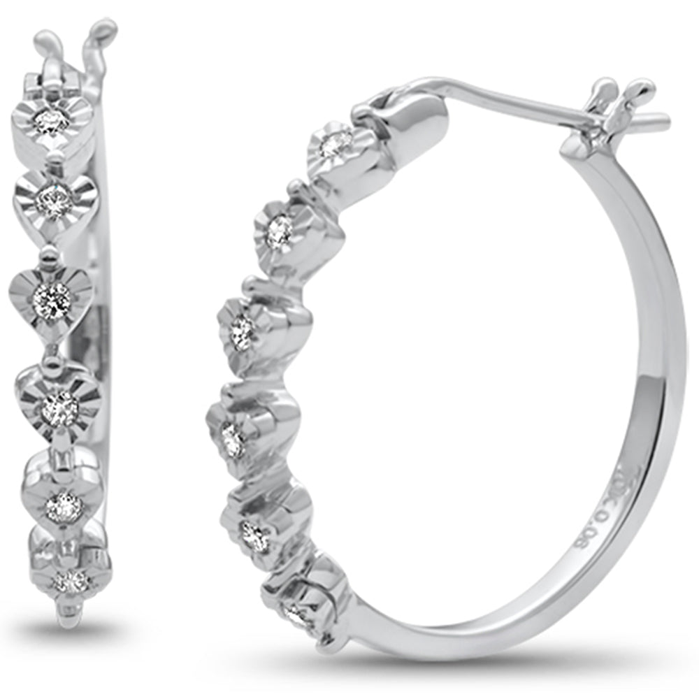 ''SPECIAL! .12ct G SI 10K White GOLD Diamond Hoop Earrings''