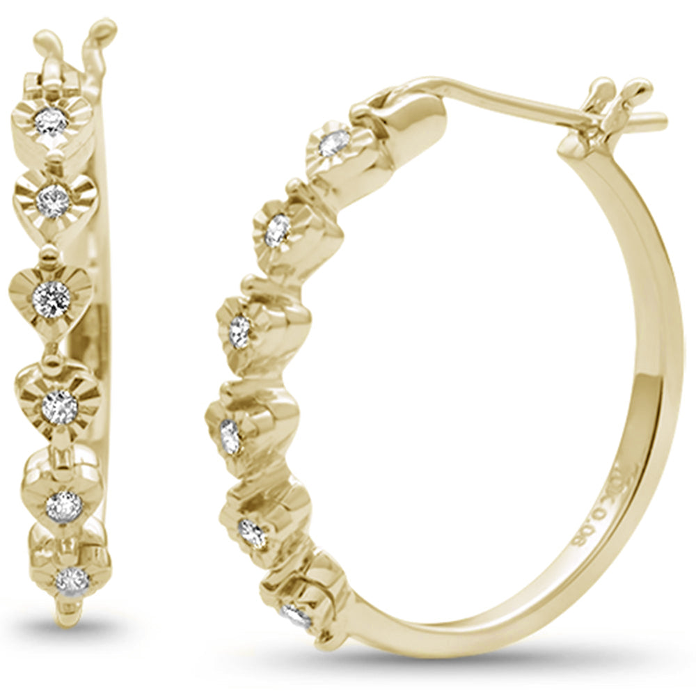 ''SPECIAL! .10ct G SI 10KT Yellow Gold Diamond Heart Shaped HOOP EARRINGS''