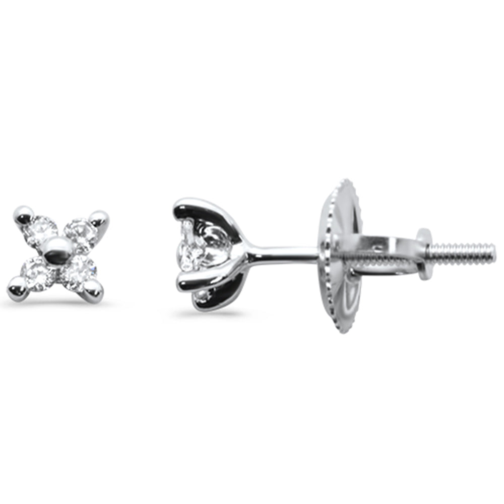 .12ct G SI 14K White GOLD Diamond Flower Earrings