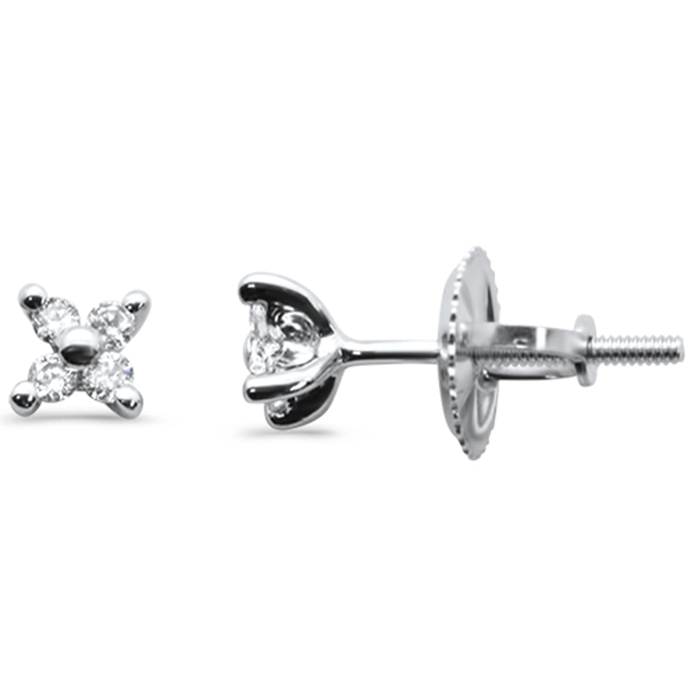 .12ct G SI 14K White Gold Diamond FLOWER Earrings