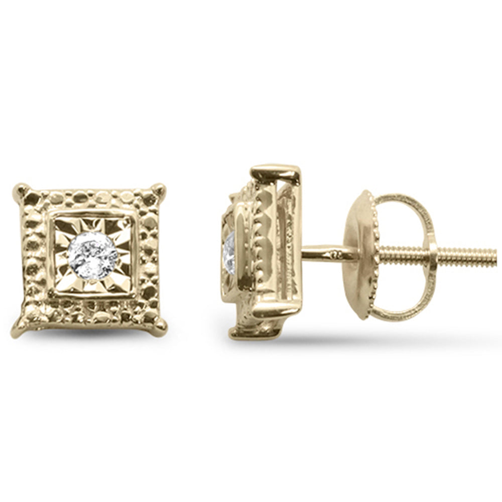 .10ct G SI 10K Yellow Gold Diamond Square Shaped EARRINGS