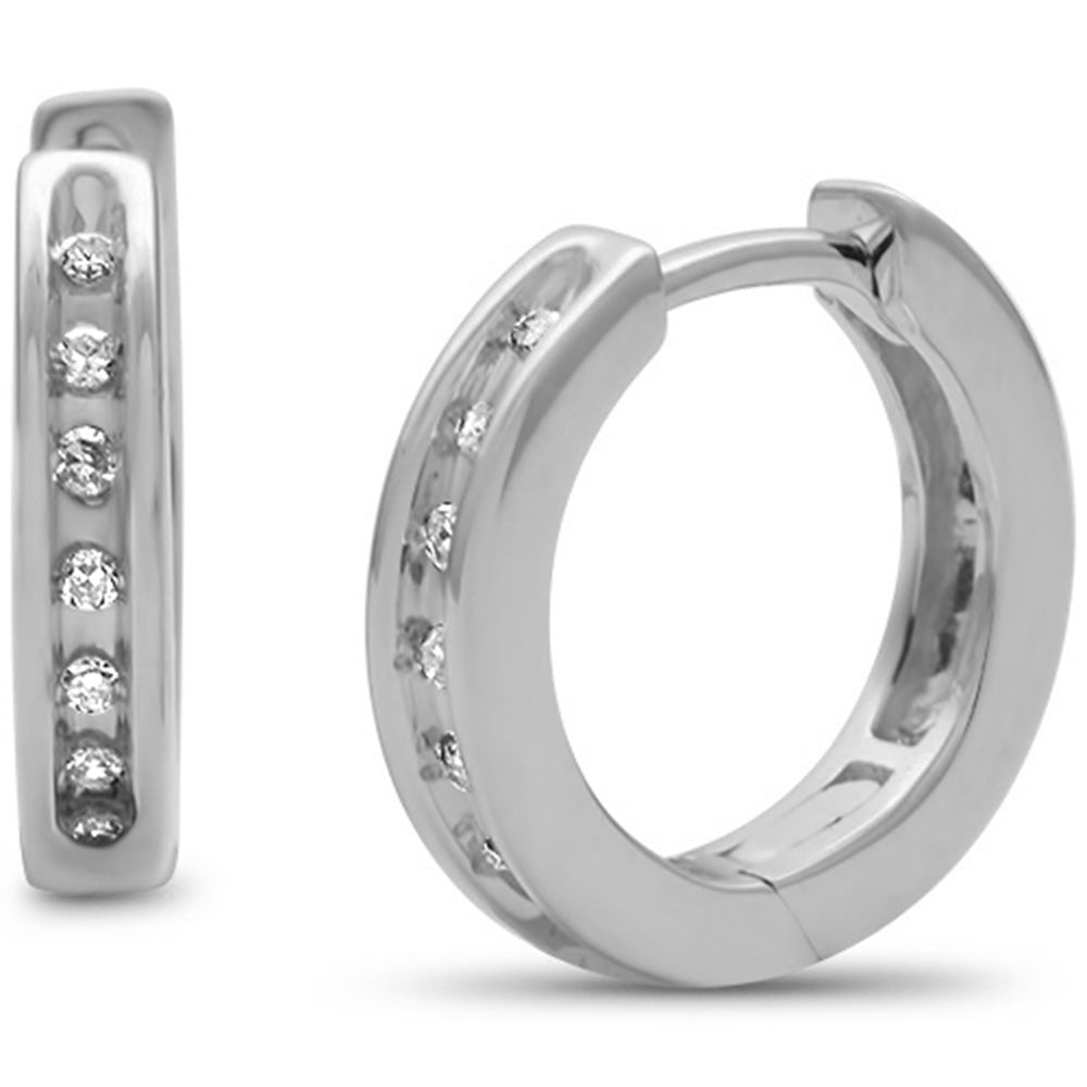 ''SPECIAL! .10ct G SI 10KT White GOLD Diamond Round Hoop Earrings''