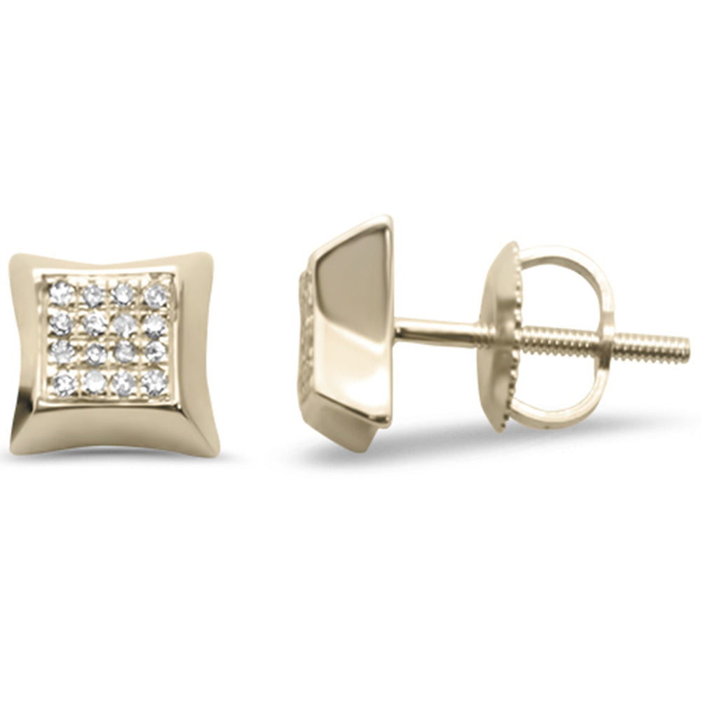 .11ct G SI 10K Yellow Gold DIAMOND Square Shaped Earrings