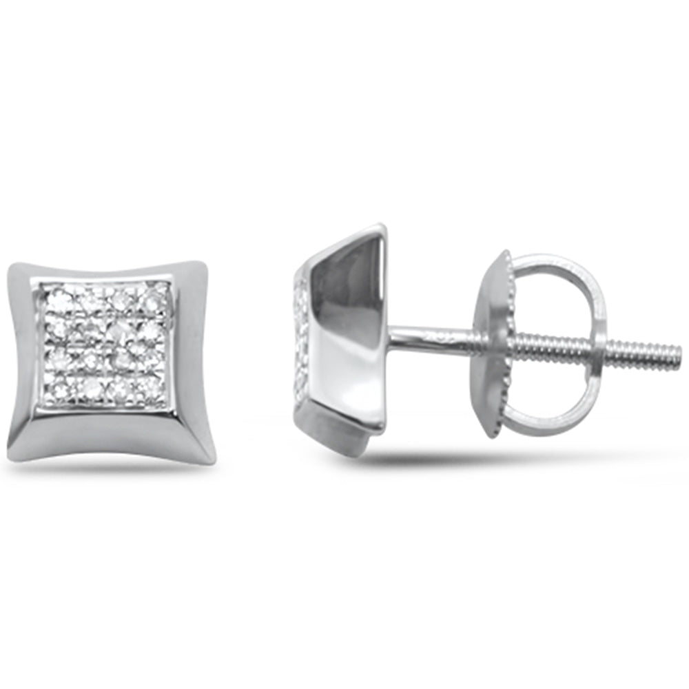 .10ct G SI 10K White GOLD Diamond Square Shaped Earrings