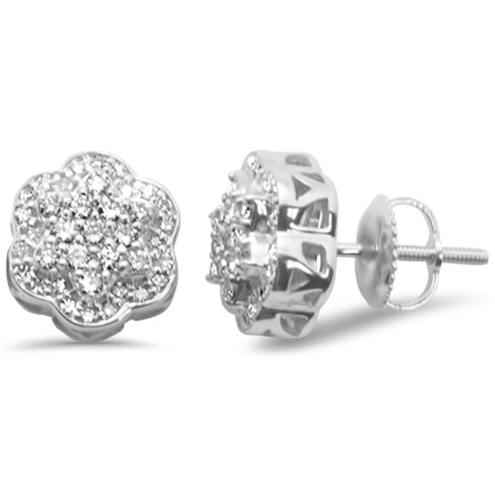 ''SPECIAL! .53ct G SI 10K White GOLD Diamond Flower Earrings''