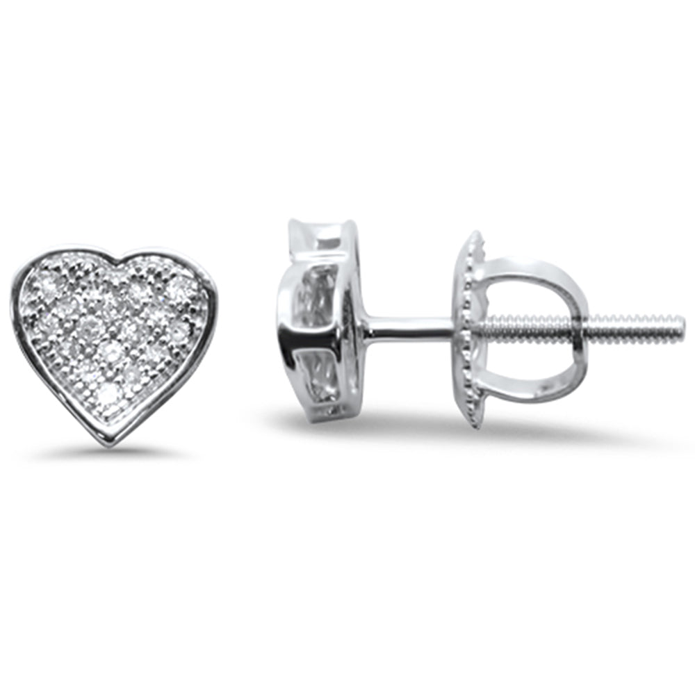 .11ct G SI 10K White Gold DIAMOND Heart Shaped Earrings