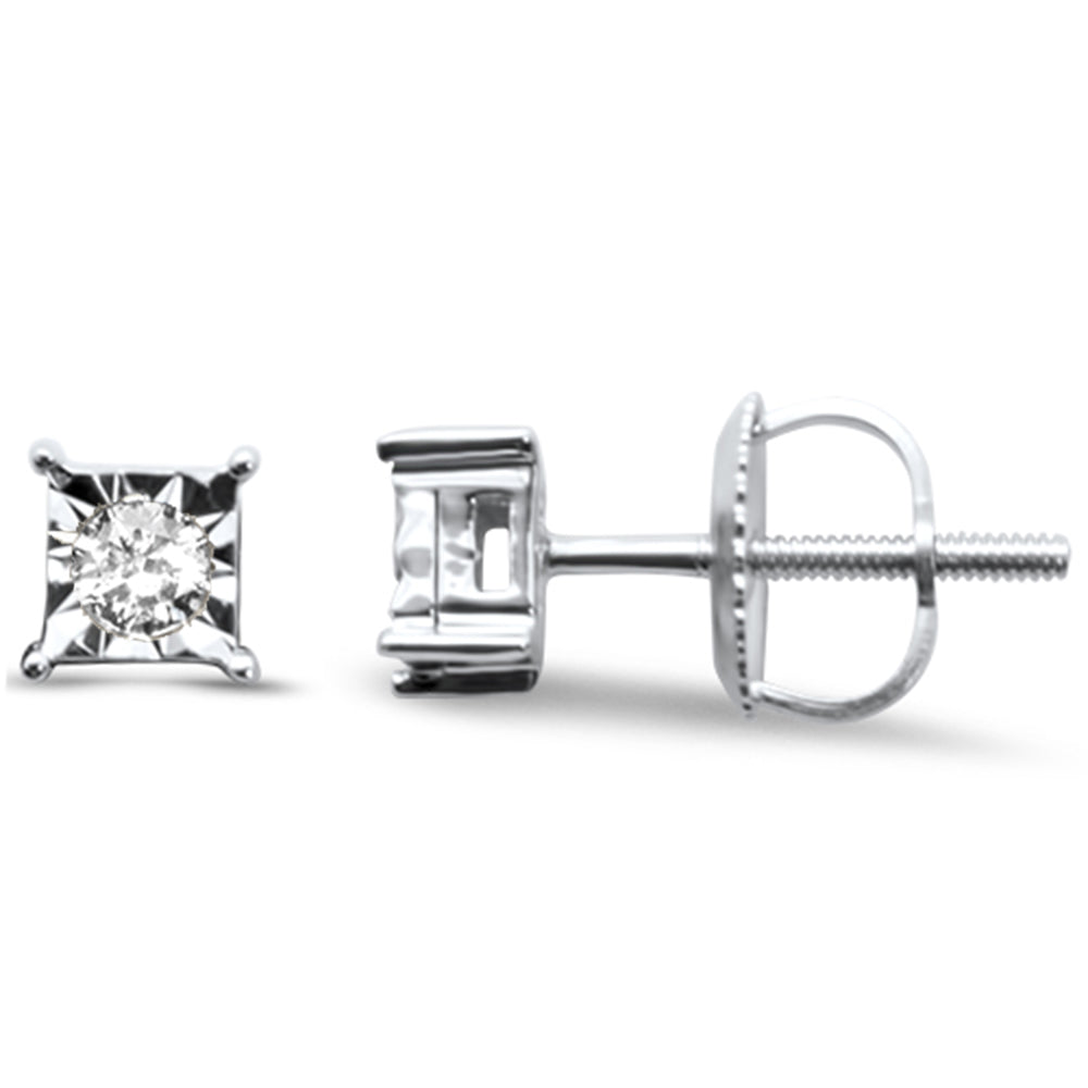 .13ct  G SI 10K White Gold DIAMOND Square Shaped Earrings