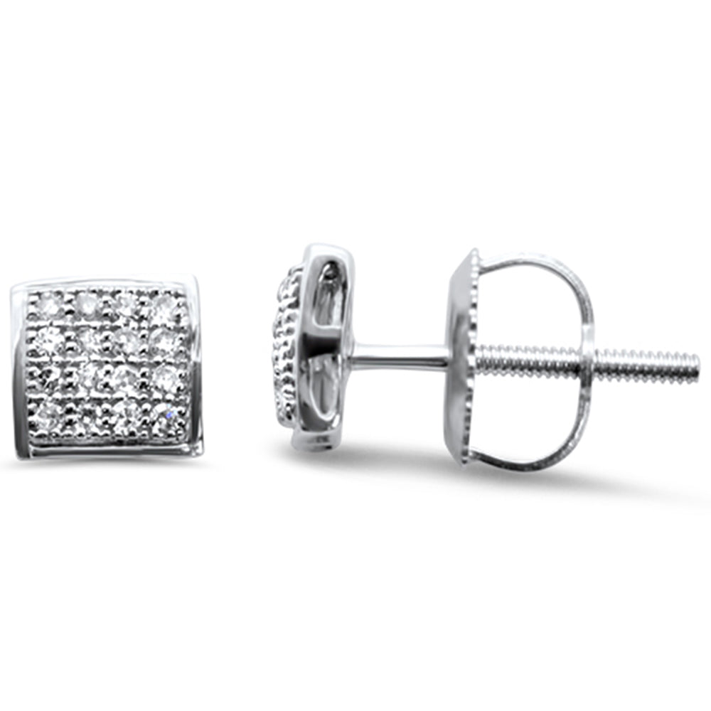 .12ct G SI 10K White GOLD Diamond Square Shaped Earrings